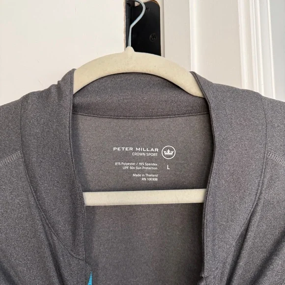 Peter Millar Gray Zip front jacket crown sport stretch UPF 50+